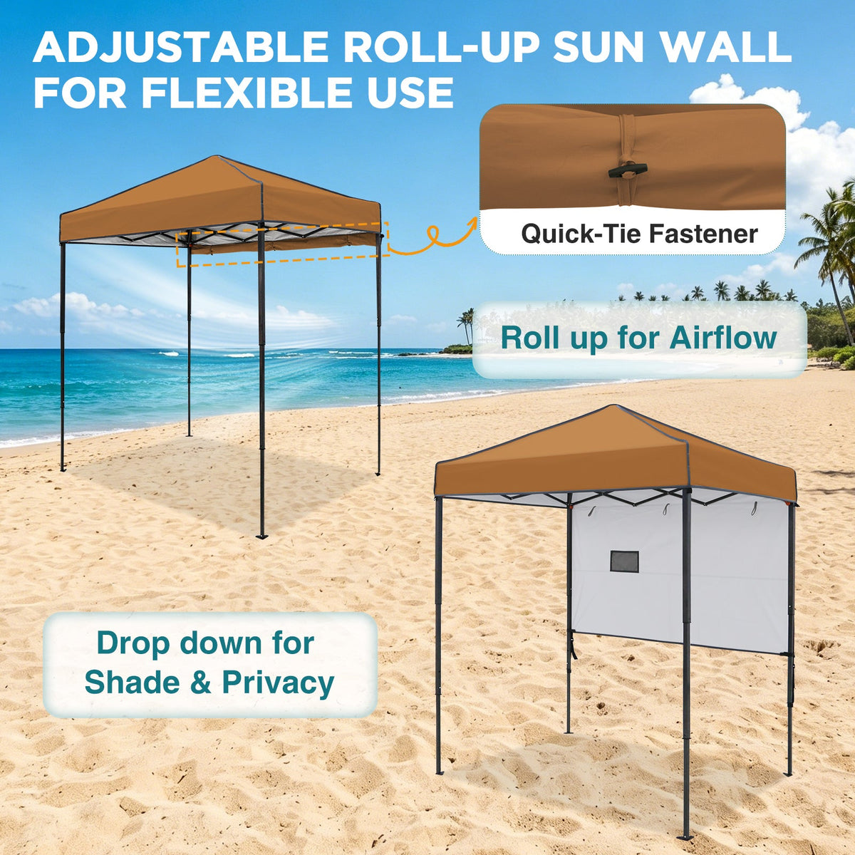 6x4 Instant Pop Up Canopy Tent with 1 Half Wall - Eagle Peak®