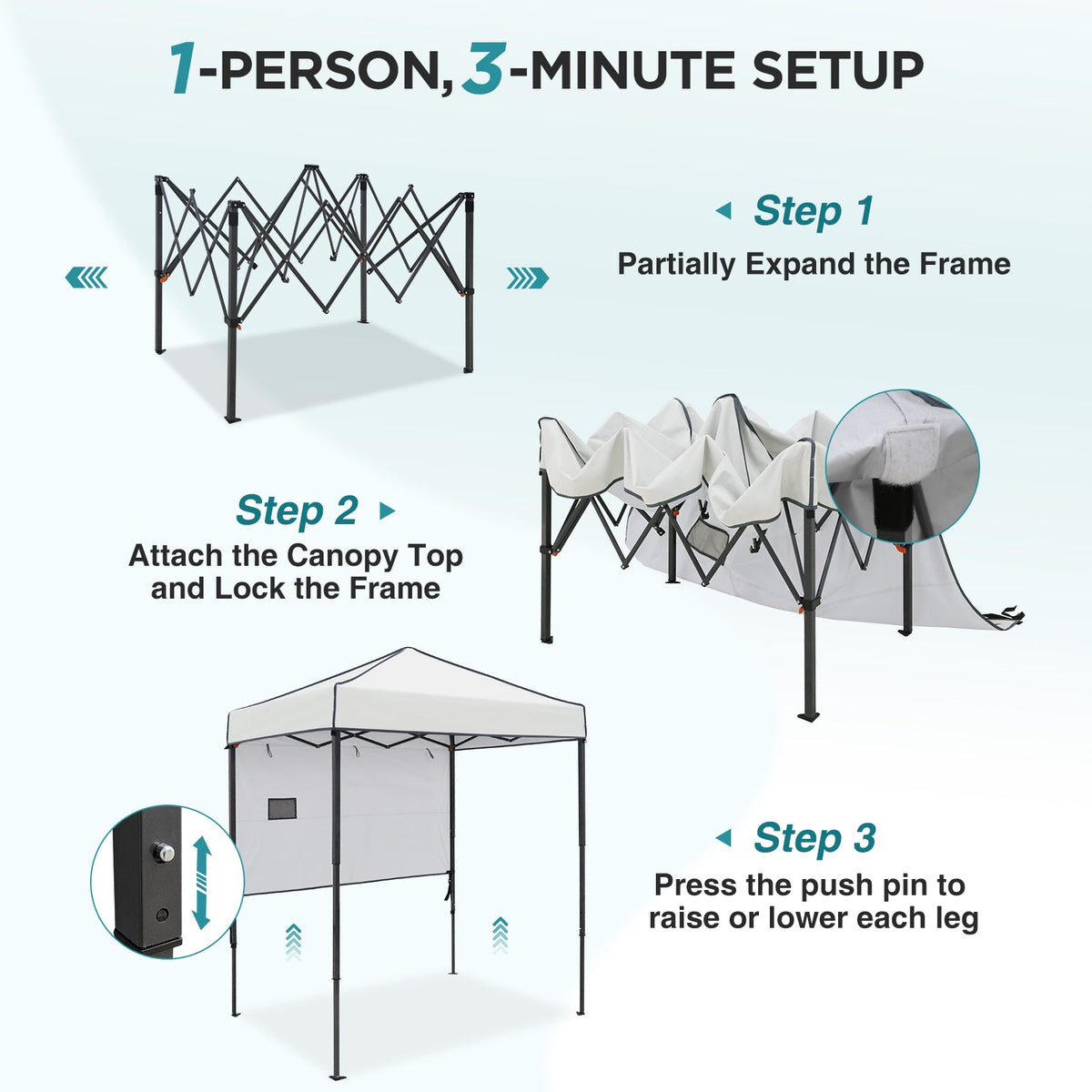 6x4 Instant Pop Up Canopy Tent with 1 Half Wall - Eagle Peak®