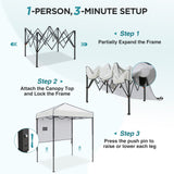 6x4 Instant Pop Up Canopy Tent with 1 Half Wall - Eagle Peak®