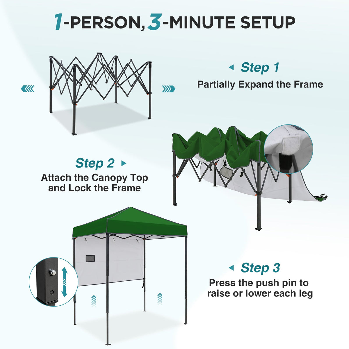 6x4 Instant Pop Up Canopy Tent with 1 Half Wall - Eagle Peak®