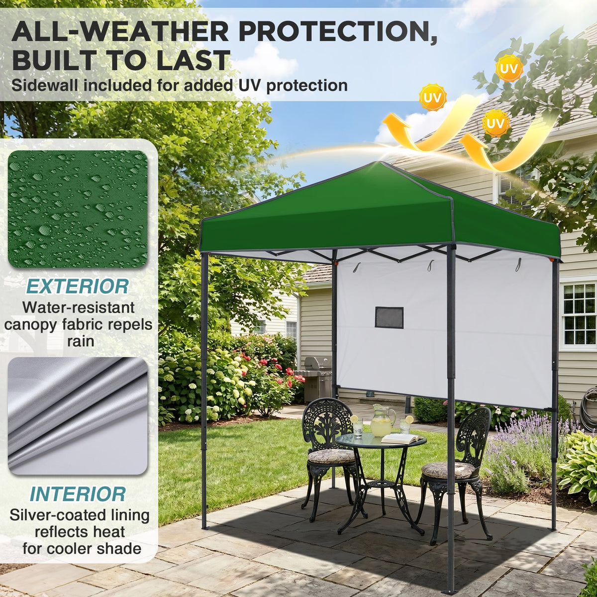 6x4 Instant Pop Up Canopy Tent with 1 Half Wall - Eagle Peak®