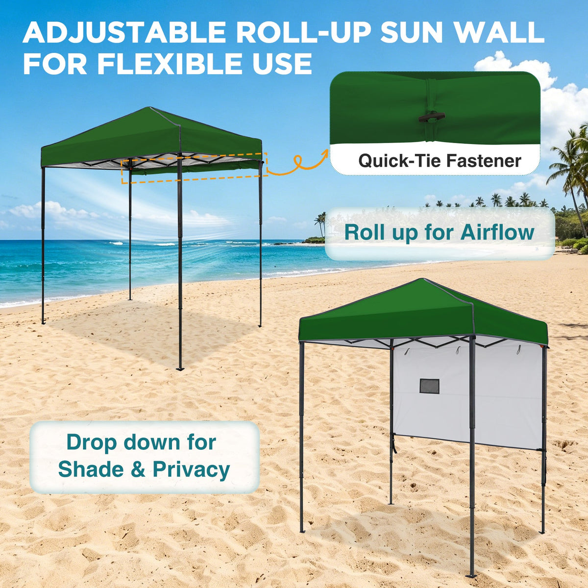 6x4 Instant Pop Up Canopy Tent with 1 Half Wall - Eagle Peak®
