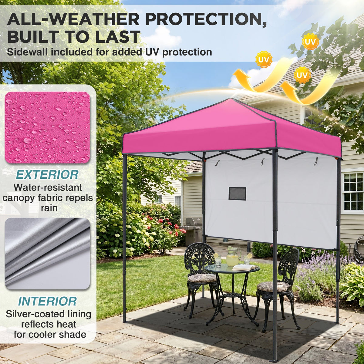 6x4 Instant Pop Up Canopy Tent with 1 Half Wall - Eagle Peak®
