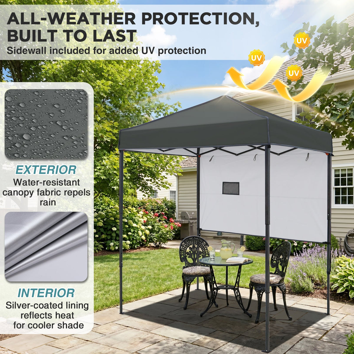 6x4 Instant Pop Up Canopy Tent with 1 Half Wall - Eagle Peak®