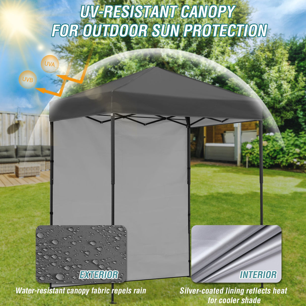 6x4 Instant Pop Up Canopy Tent with 1 Side Wall Panel - Eagle Peak Custom Canopy Tent