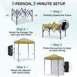 6x4 Instant Pop Up Canopy Tent with 1 Side Wall Panel - Eagle Peak®