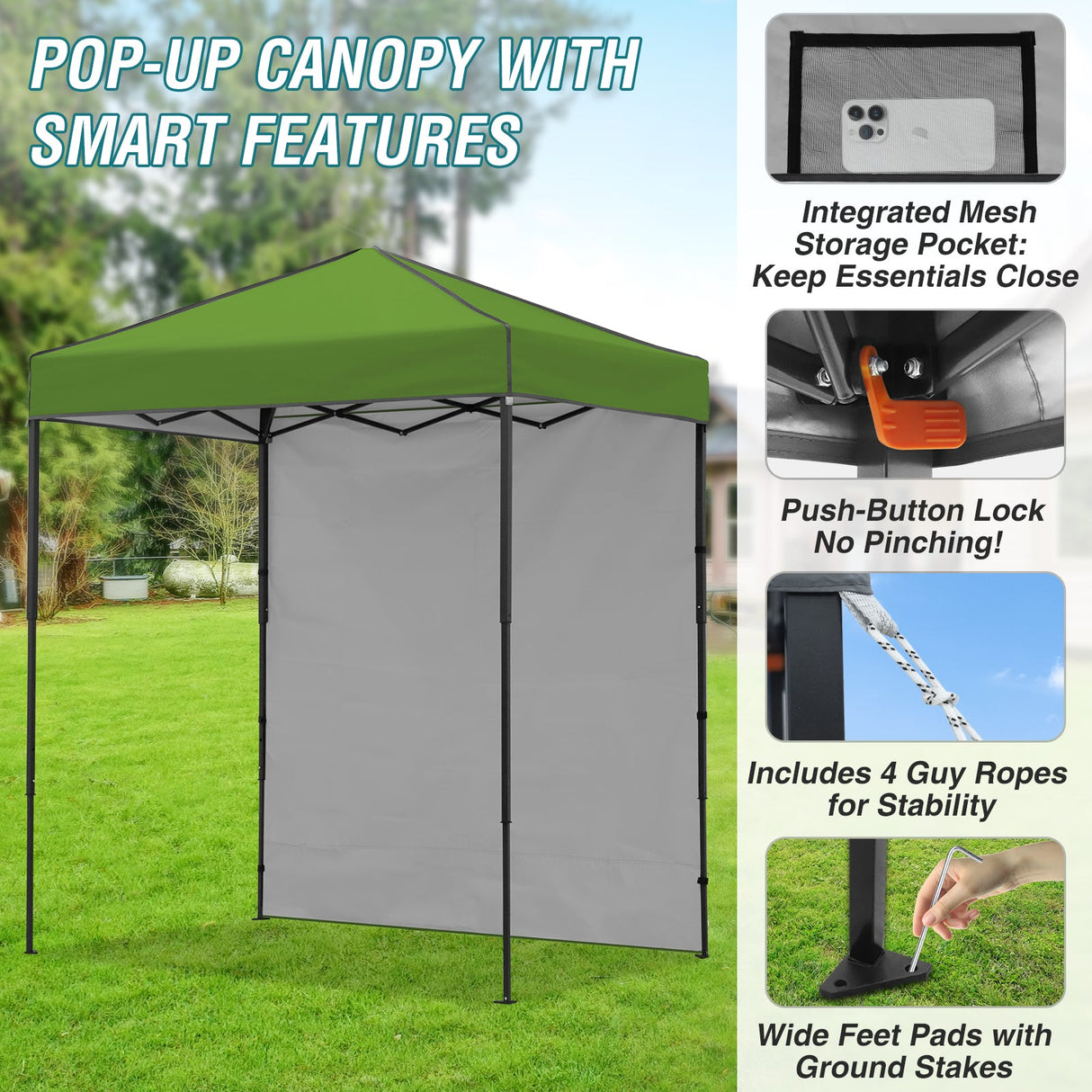 6x4 Instant Pop Up Canopy Tent with 1 Side Wall Panel - Eagle Peak Custom Canopy Tent