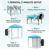 6x4 Instant Pop Up Canopy Tent with 1 Side Wall Panel - Eagle Peak®