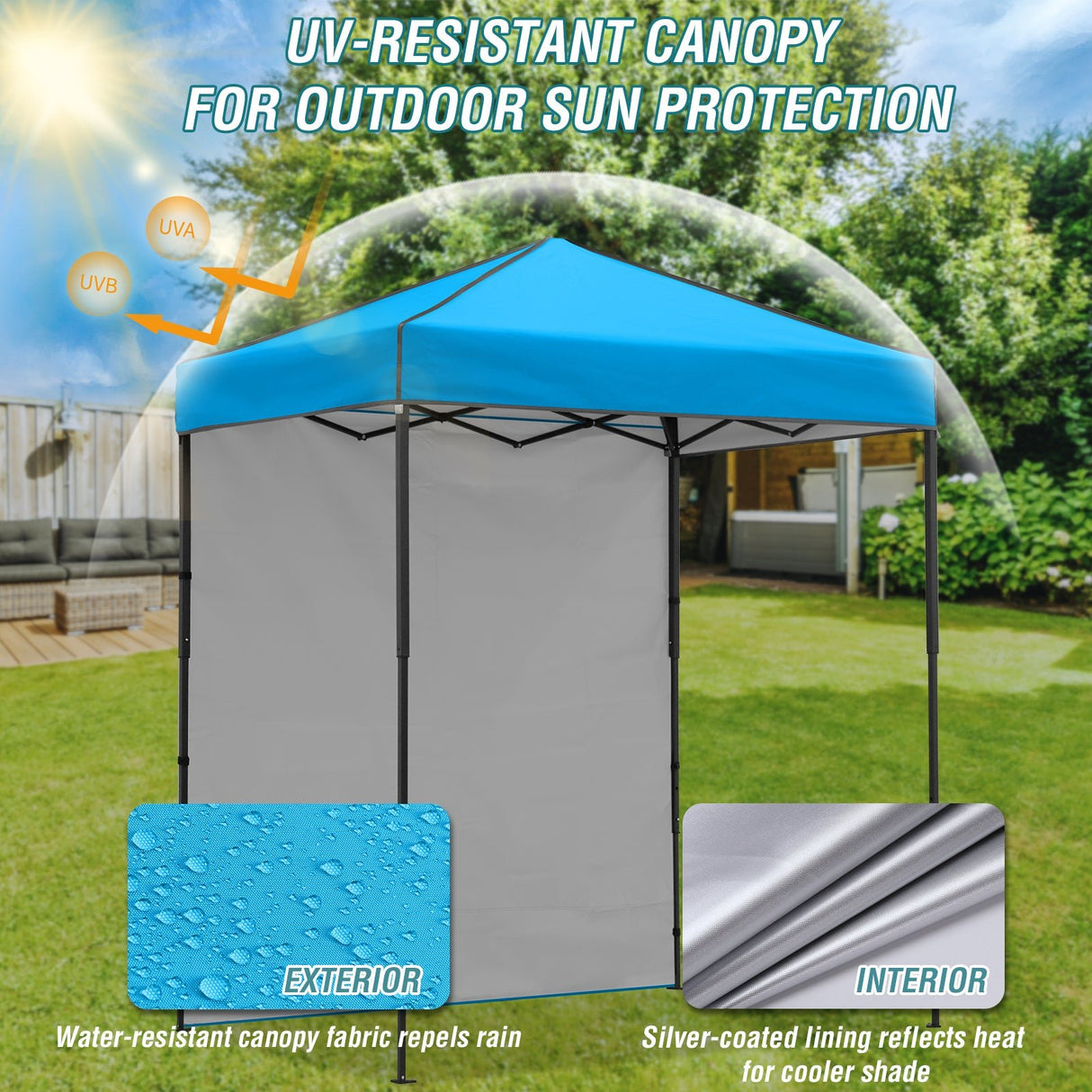 6x4 Instant Pop Up Canopy Tent with 1 Side Wall Panel - Eagle Peak Custom Canopy Tent