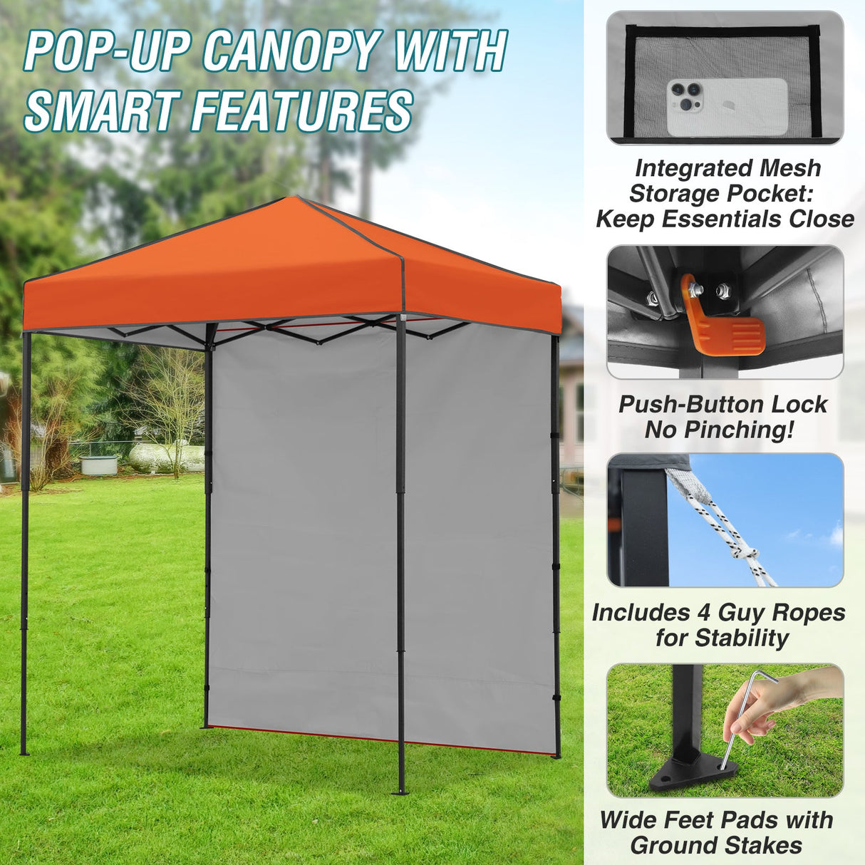 6x4 Instant Pop Up Canopy Tent with 1 Side Wall Panel - Eagle Peak Custom Canopy Tent