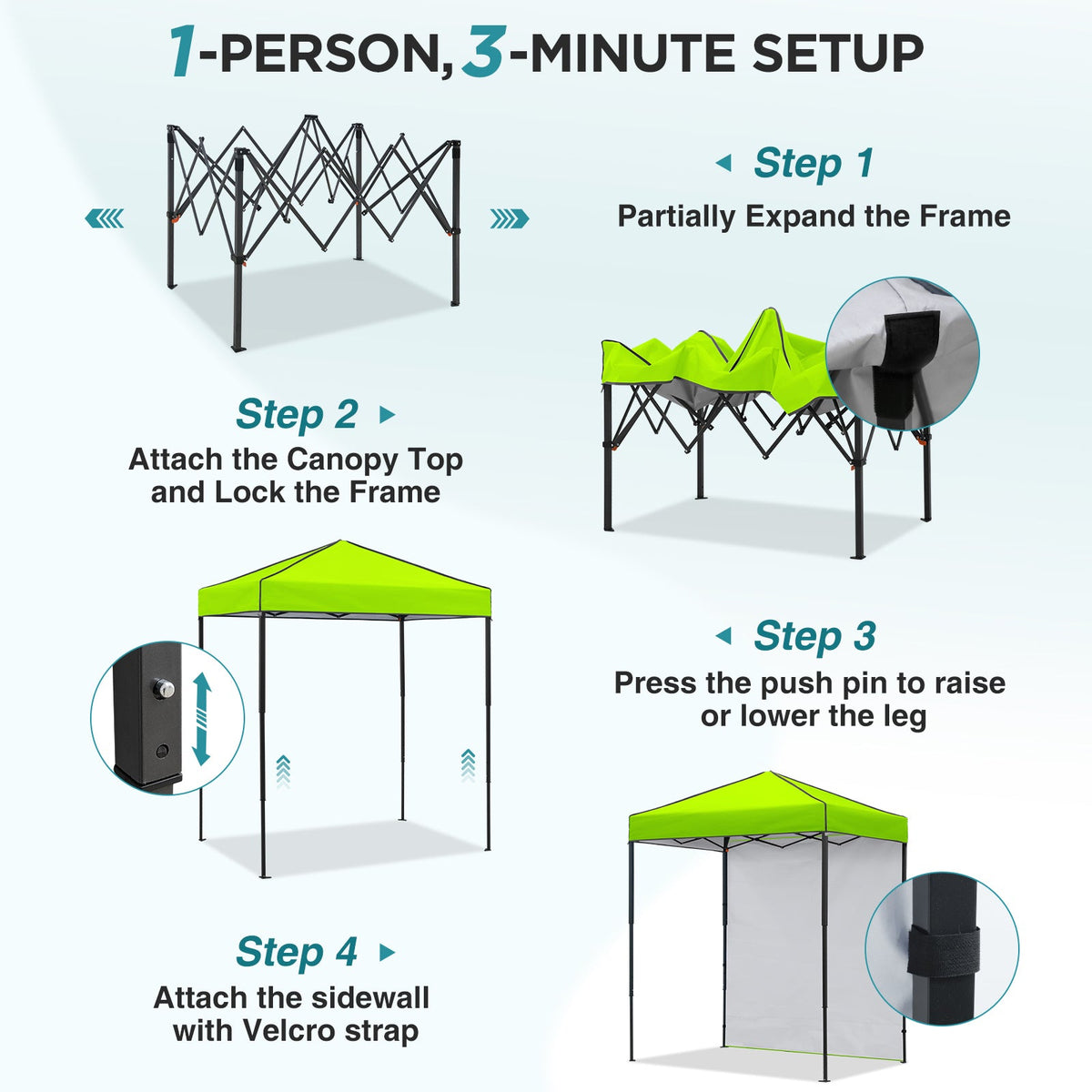 6x4 Instant Pop Up Canopy Tent with 1 Sidewall - Eagle Peak®