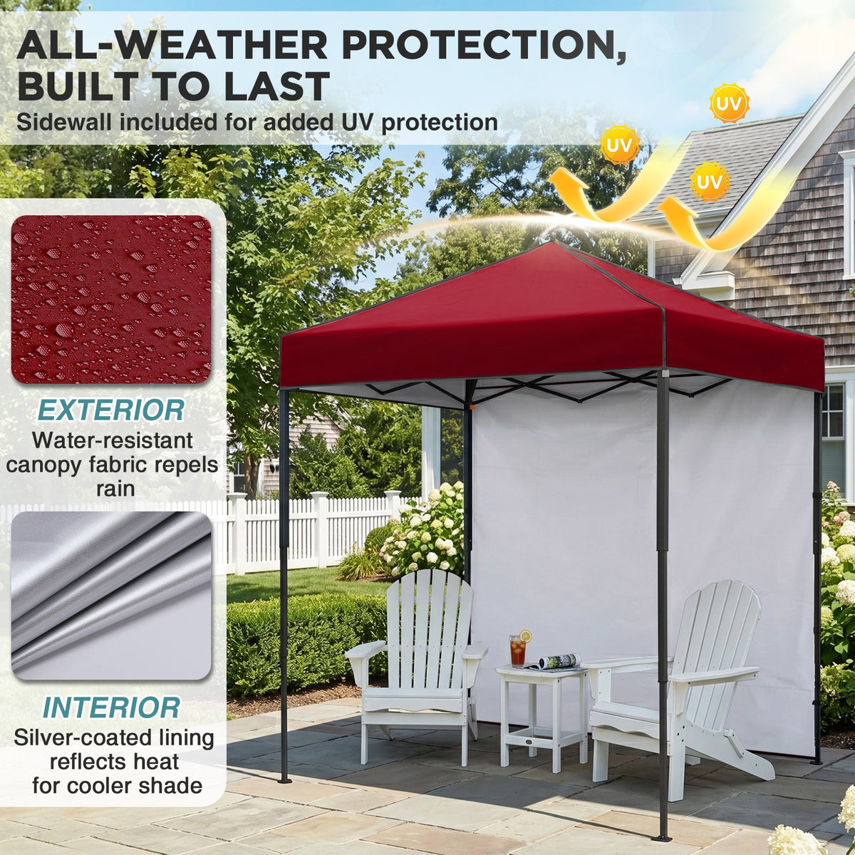6x4 Instant Pop Up Canopy Tent with 1 Sidewall - Eagle Peak®