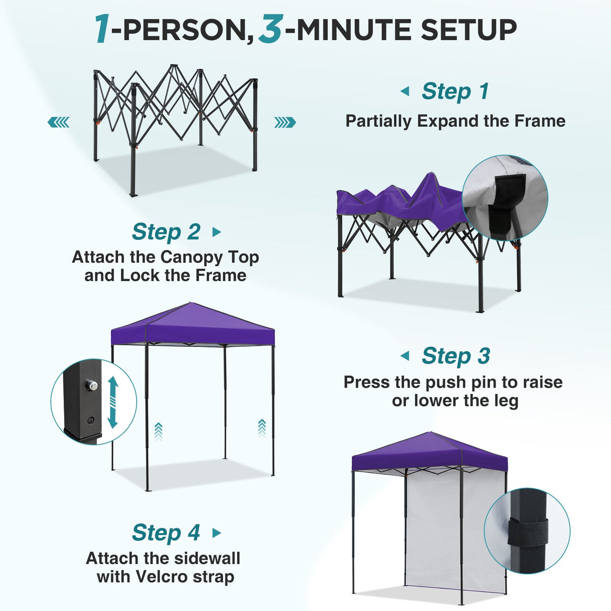 6x4 Instant Pop Up Canopy Tent with 1 Sidewall - Eagle Peak®