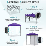 6x4 Instant Pop Up Canopy Tent with 1 Sidewall - Eagle Peak®