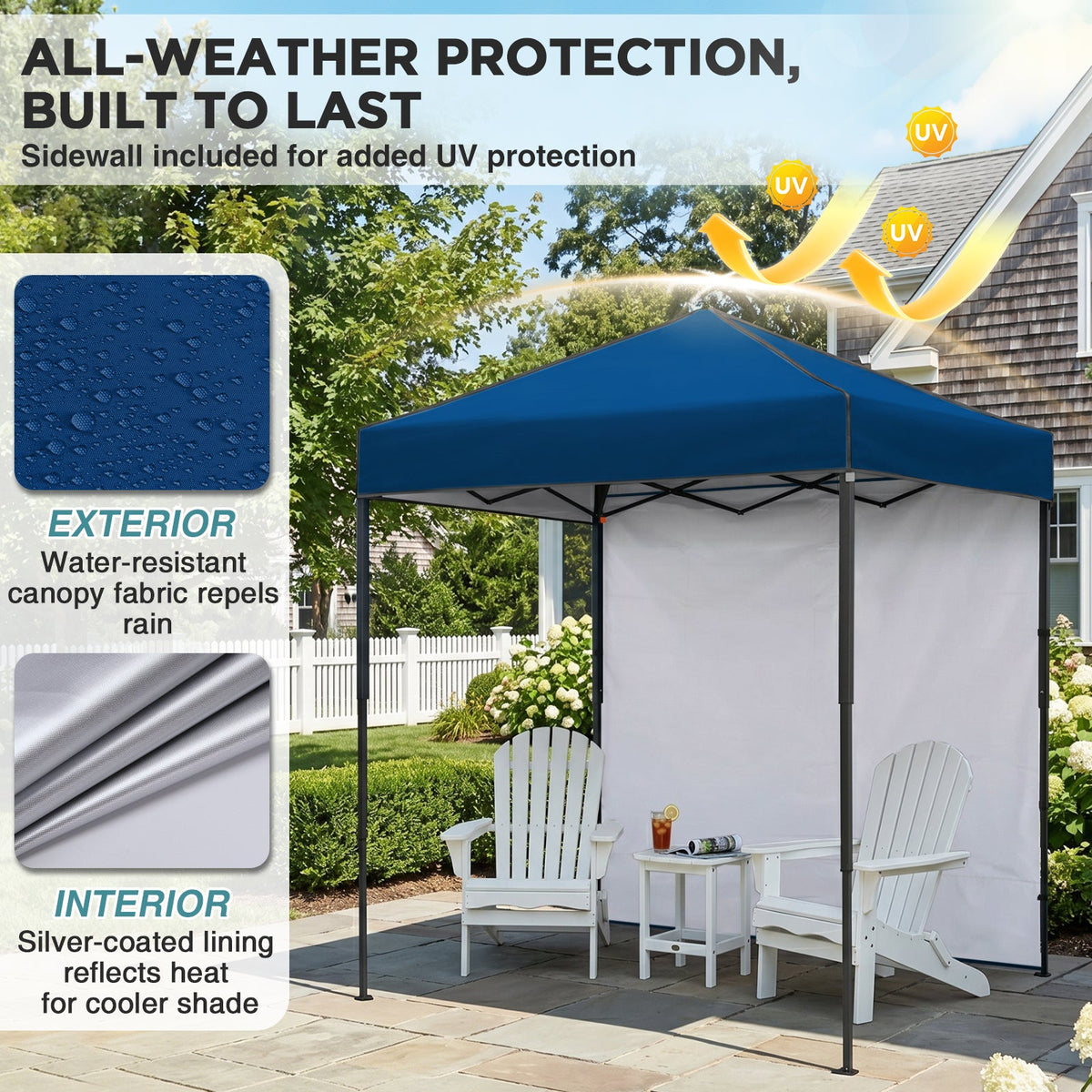 6x4 Instant Pop Up Canopy Tent with 1 Sidewall - Eagle Peak®