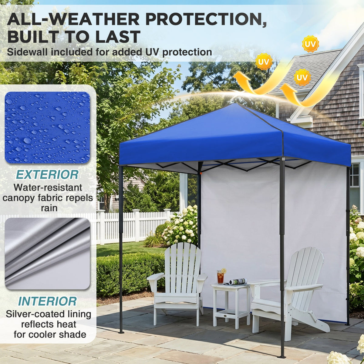 6x4 Instant Pop Up Canopy Tent with 1 Sidewall - Eagle Peak®