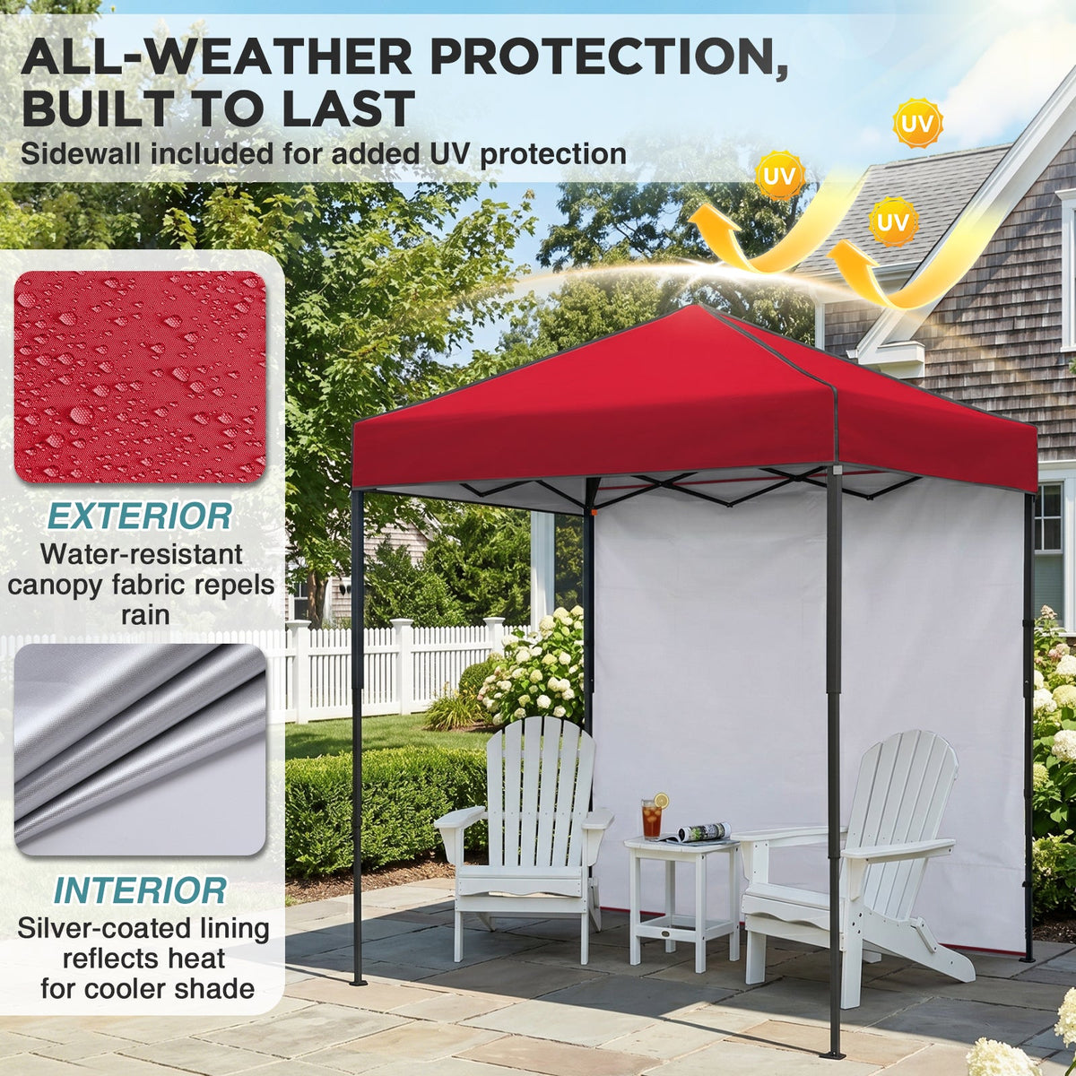 6x4 Instant Pop Up Canopy Tent with 1 Sidewall - Eagle Peak®