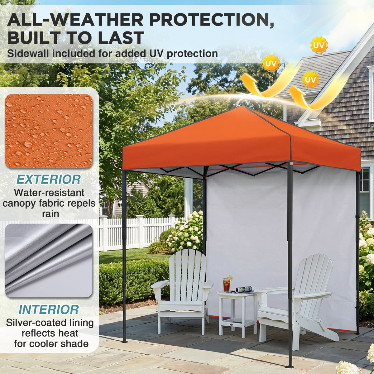 6x4 Instant Pop Up Canopy Tent with 1 Sidewall - Eagle Peak®