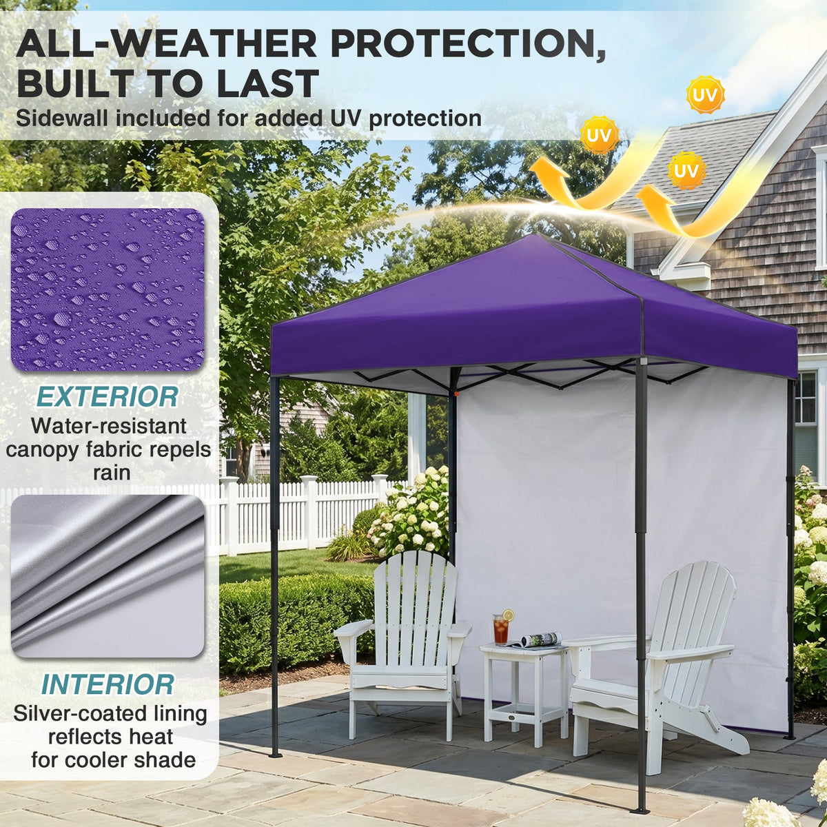 6x4 Instant Pop Up Canopy Tent with 1 Sidewall - Eagle Peak®