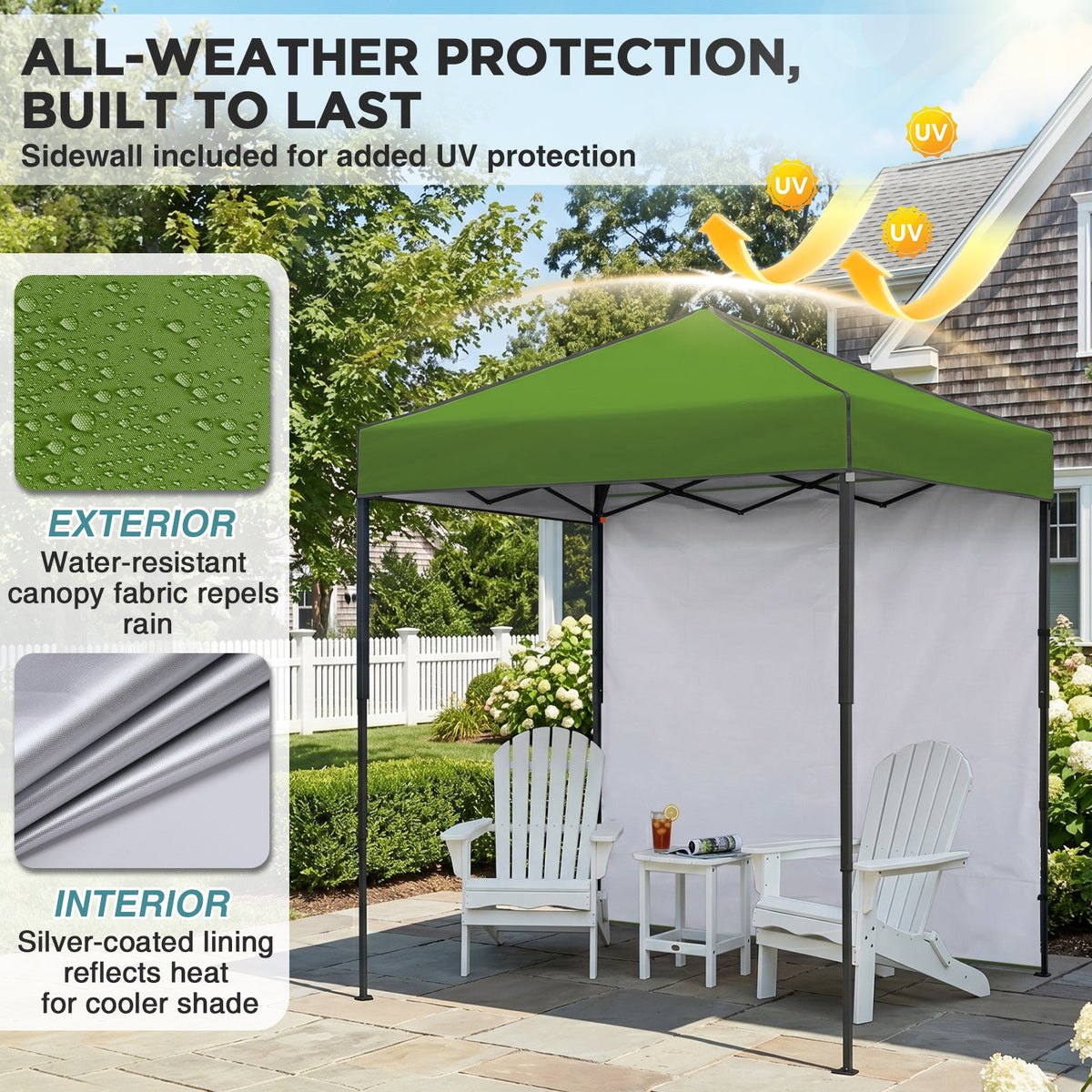 6x4 Instant Pop Up Canopy Tent with 1 Sidewall - Eagle Peak®
