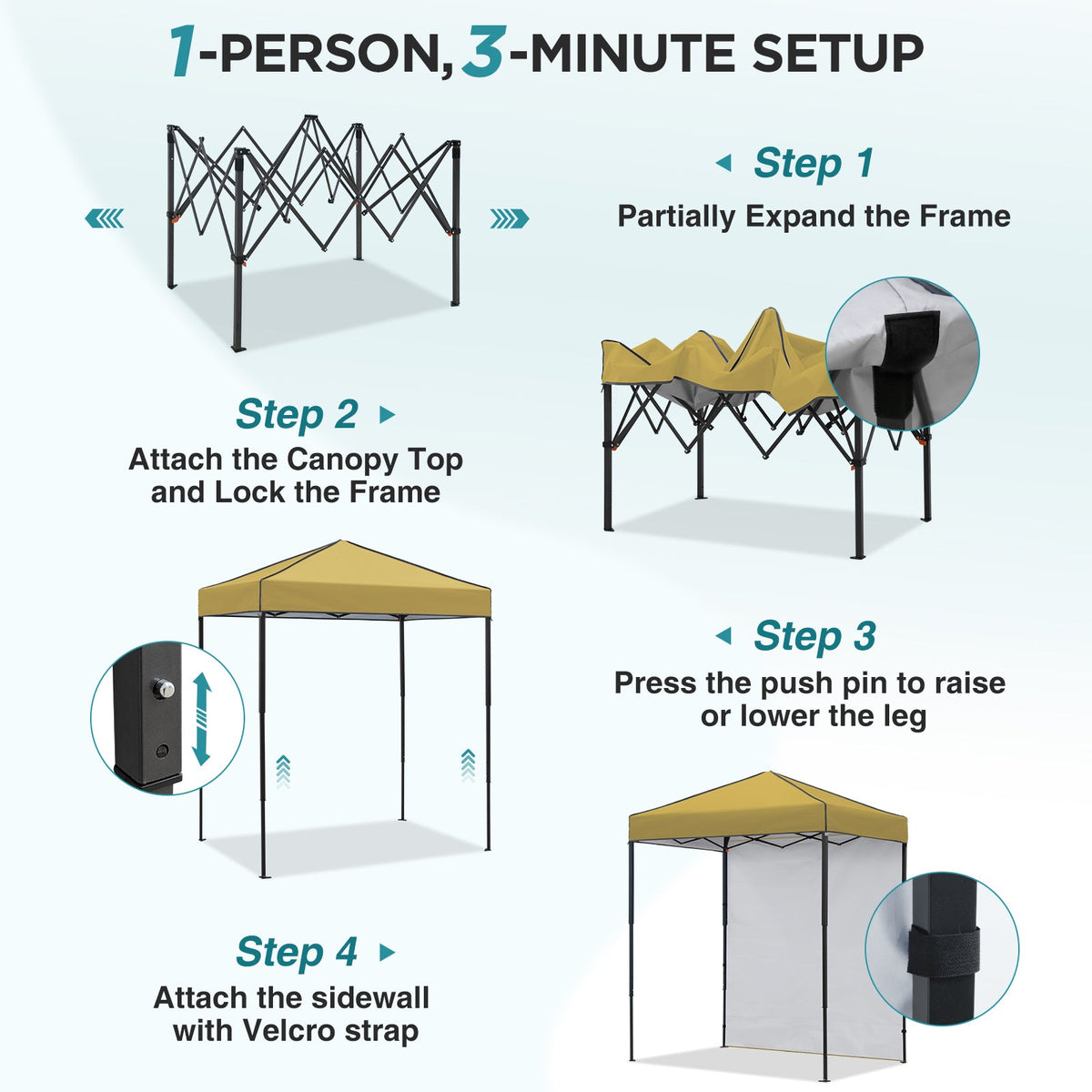 6x4 Instant Pop Up Canopy Tent with 1 Sidewall - Eagle Peak®