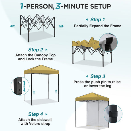 6x4 Instant Pop Up Canopy Tent with 1 Sidewall - Eagle Peak®