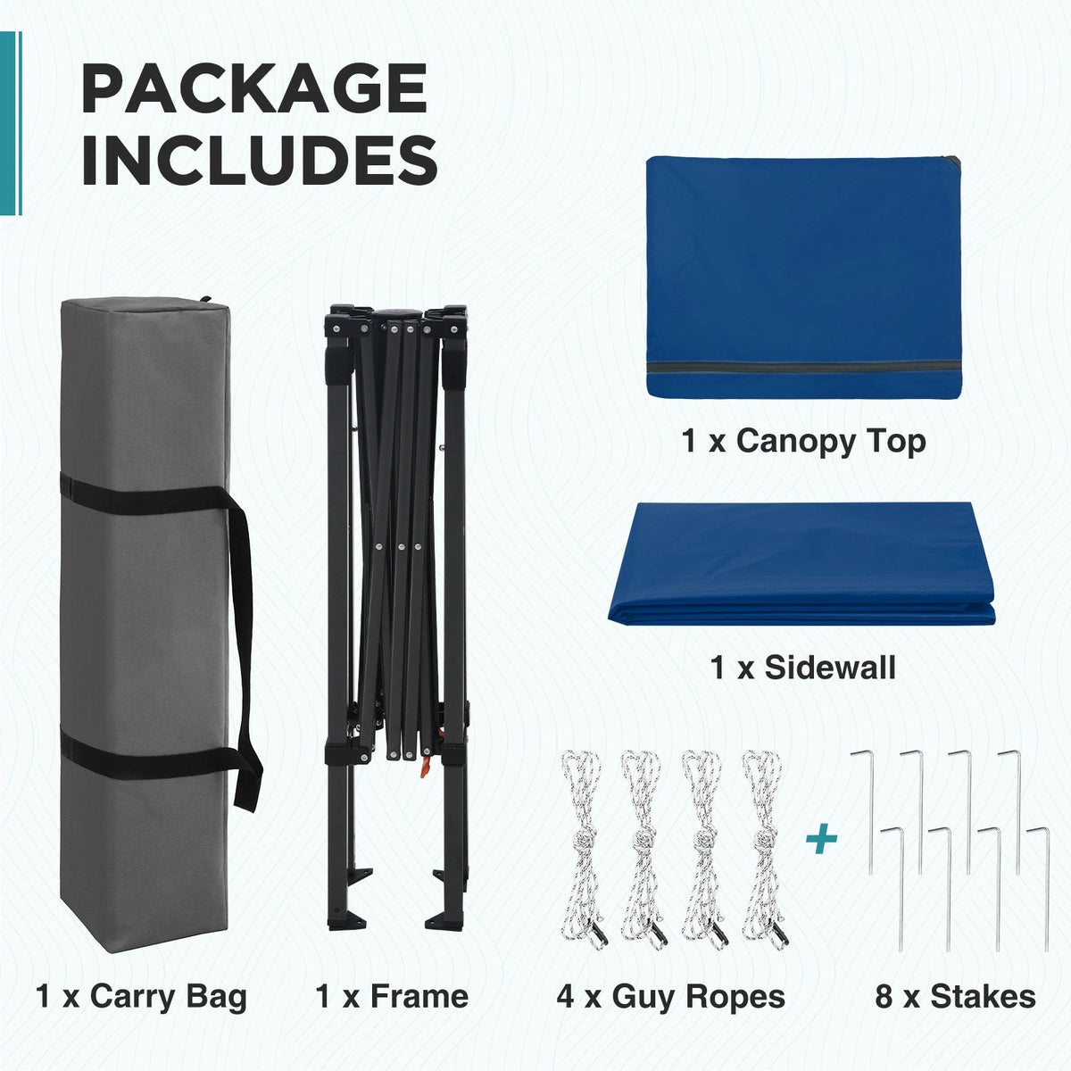 6x4 Instant Pop Up Canopy Tent with 1 Sidewall - Eagle Peak®
