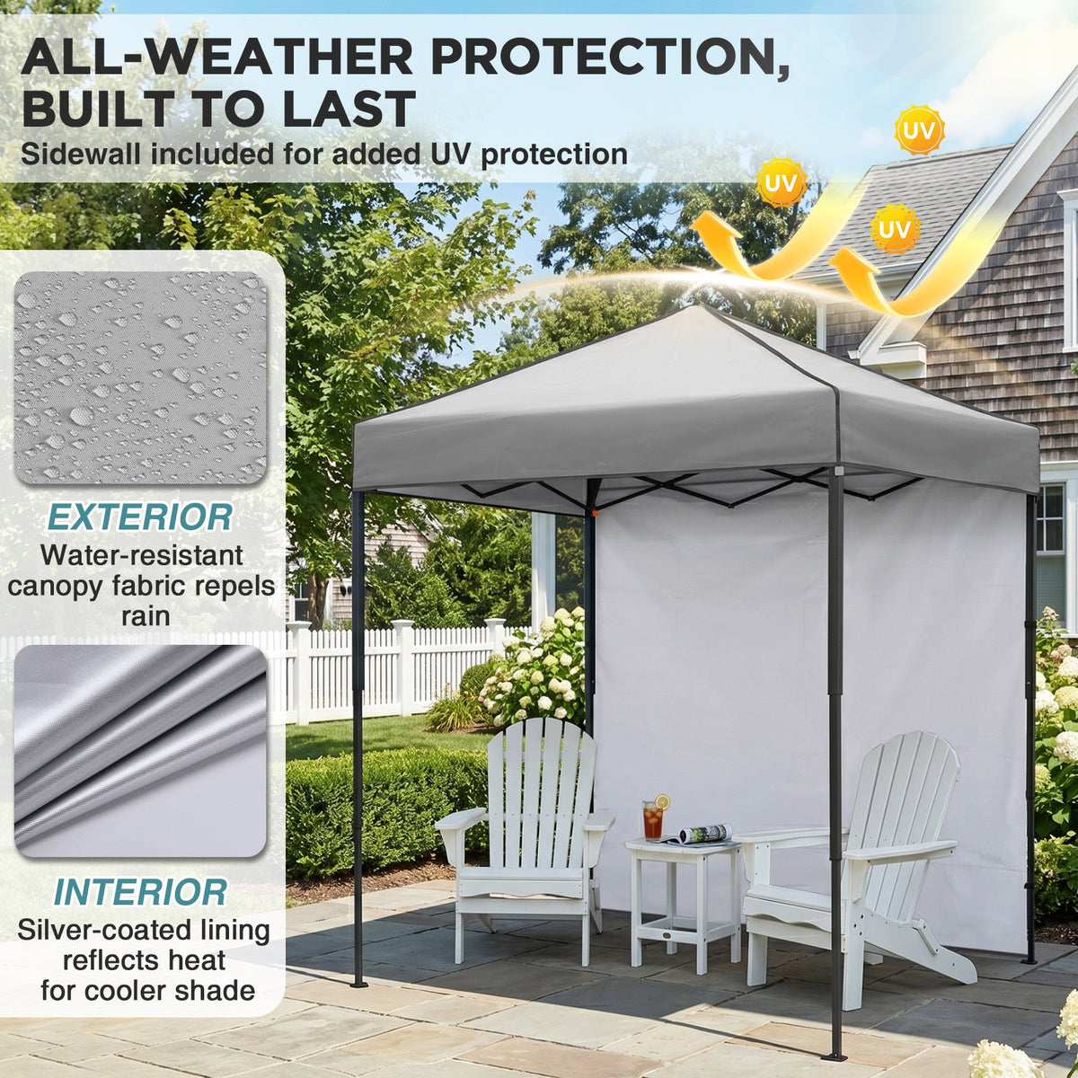6x4 Instant Pop Up Canopy Tent with 1 Sidewall - Eagle Peak®