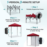 6x4 Instant Pop Up Canopy Tent with 1 Sidewall - Eagle Peak®