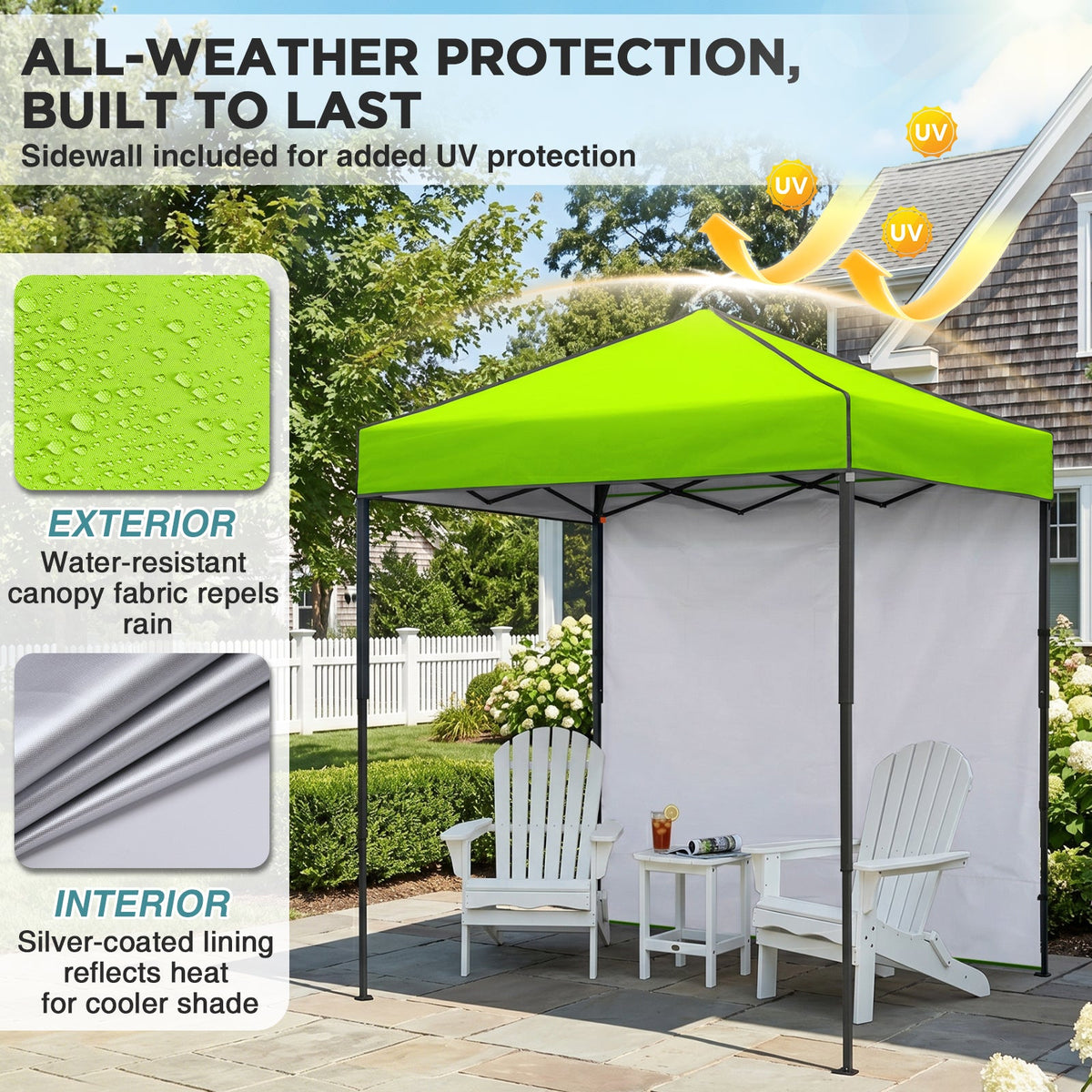 6x4 Instant Pop Up Canopy Tent with 1 Sidewall - Eagle Peak®