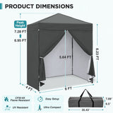 6x4 Instant Pop Up Canopy Tent with 4 Side Wall Panels - Eagle Peak®