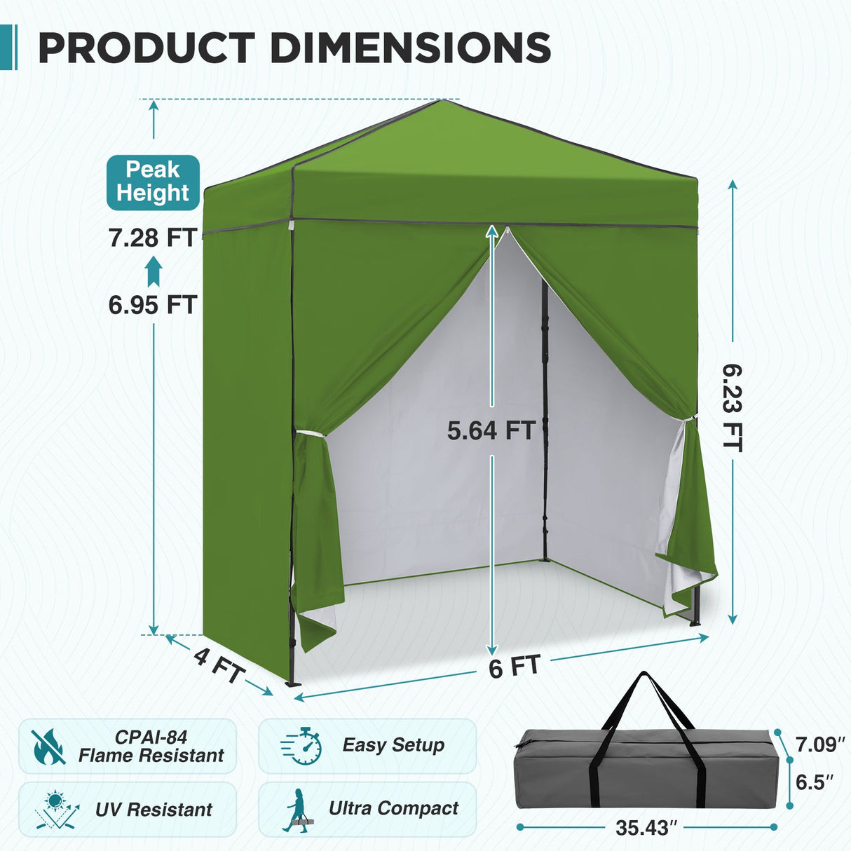 6x4 Instant Pop Up Canopy Tent with 4 Side Wall Panels - Eagle Peak®