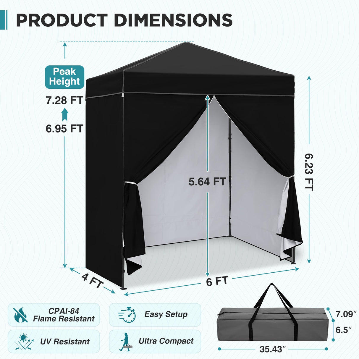 6x4 Instant Pop Up Canopy Tent with 4 Side Wall Panels - Eagle Peak®
