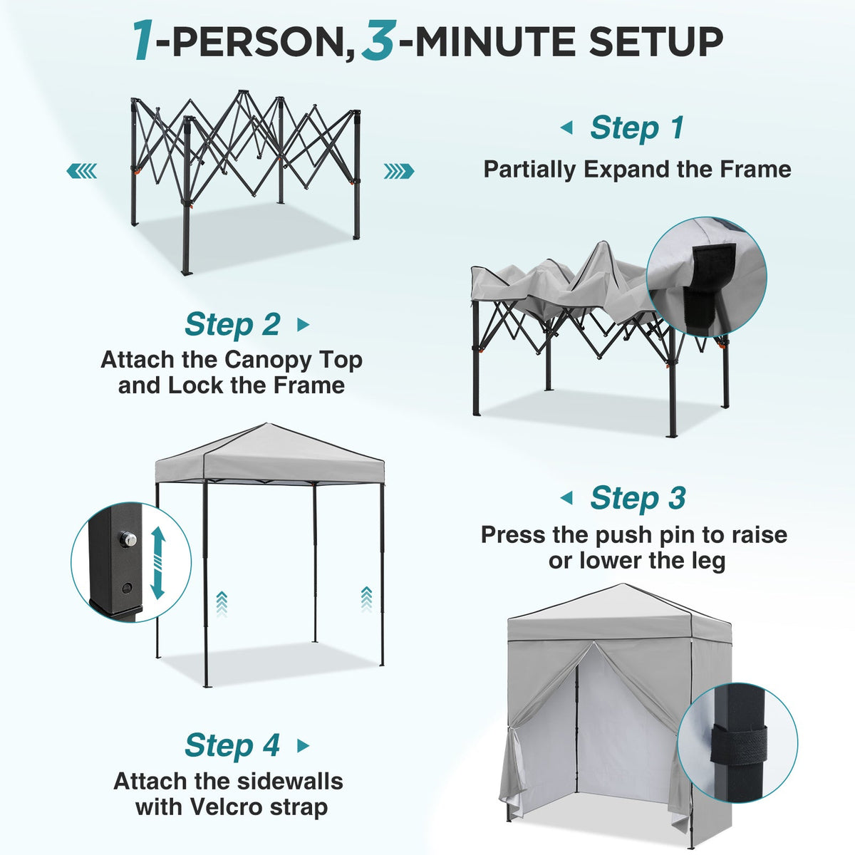 6x4 Instant Pop Up Canopy Tent with 4 Sidewalls - Eagle Peak®