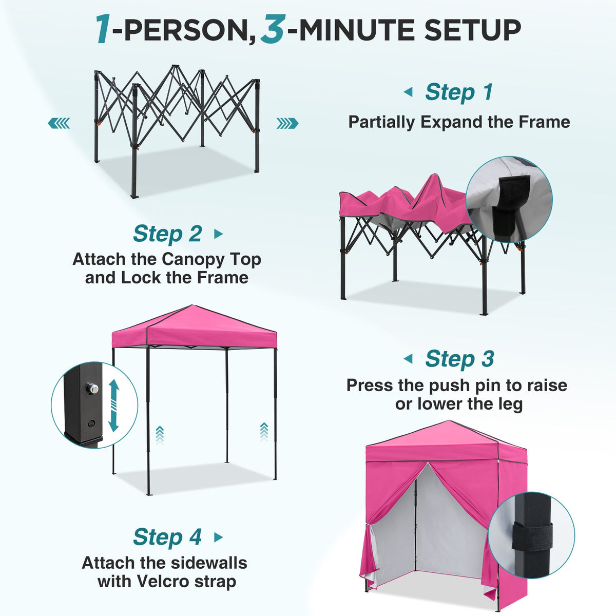 6x4 Instant Pop Up Canopy Tent with 4 Sidewalls - Eagle Peak®