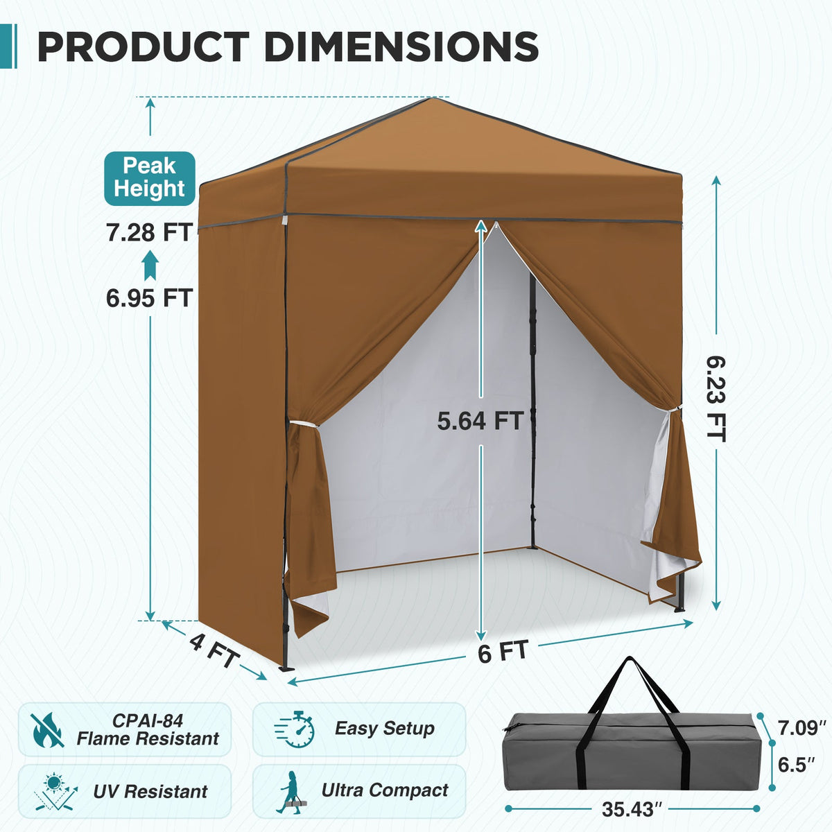 6x4 Instant Pop Up Canopy Tent with 4 Sidewalls - Eagle Peak®