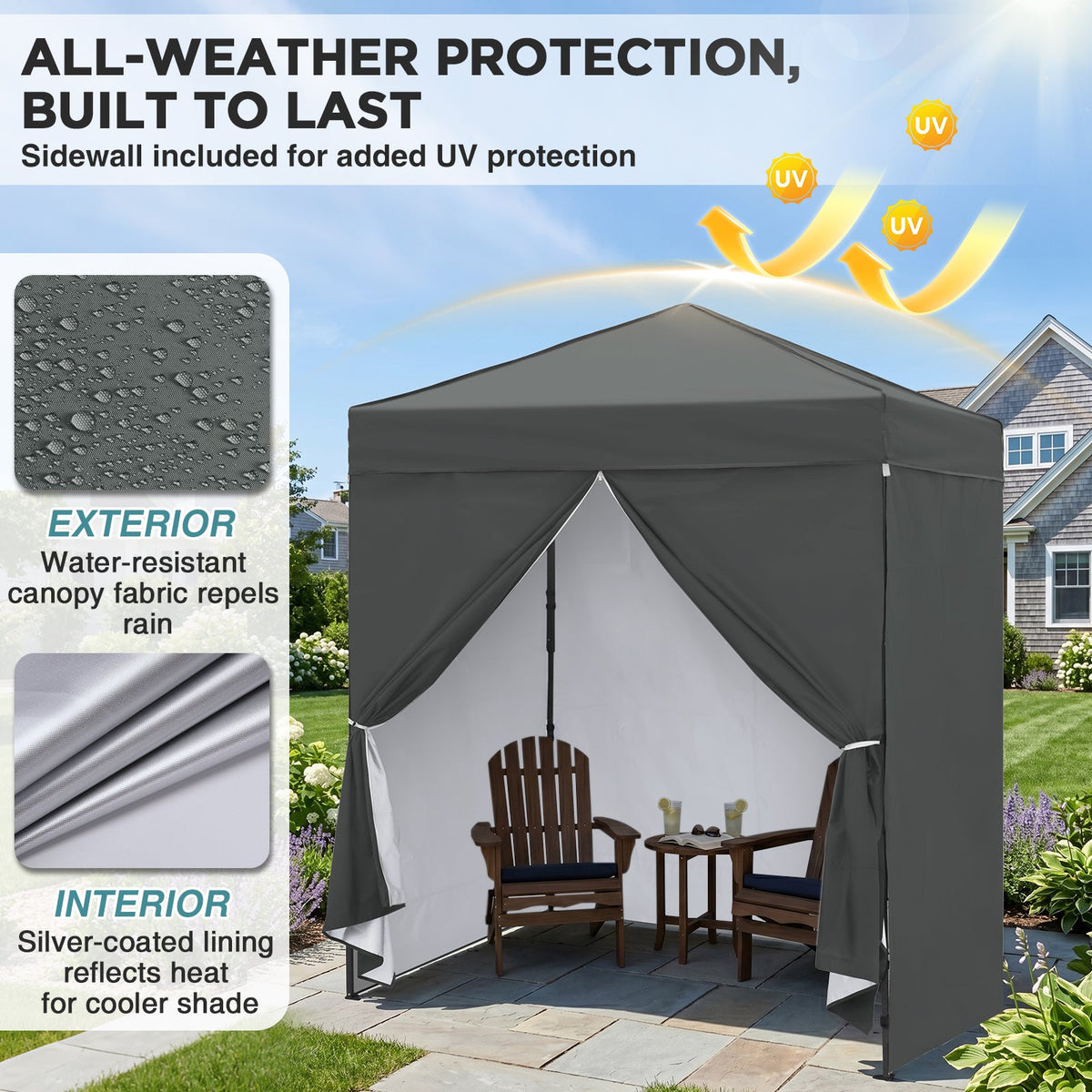 6x4 Instant Pop Up Canopy Tent with 4 Sidewalls - Eagle Peak®