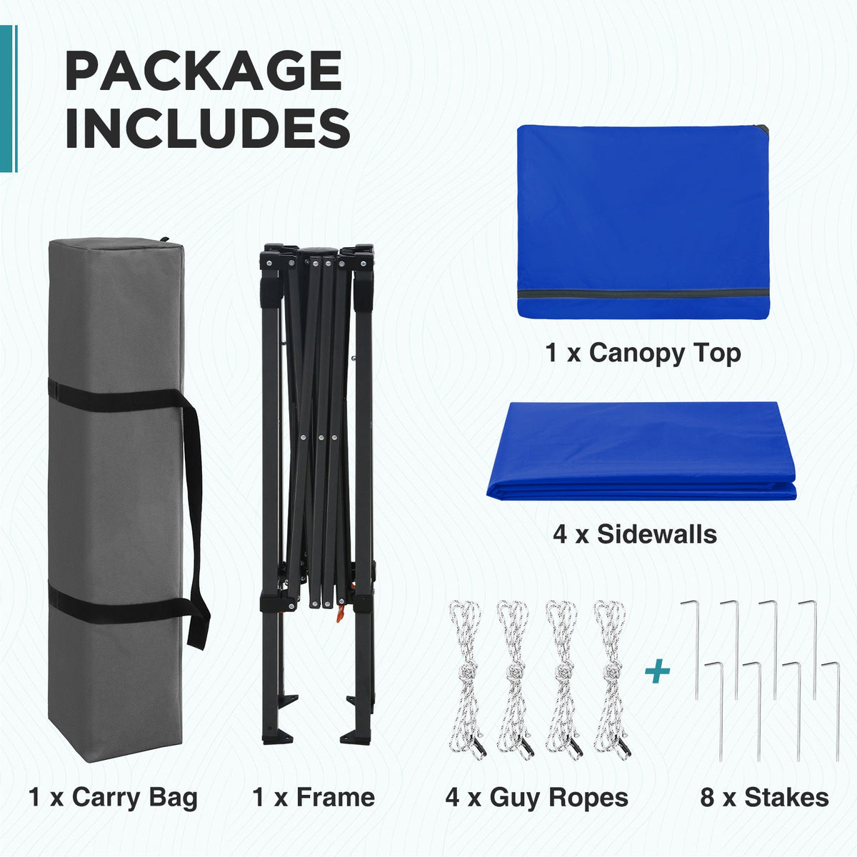 6x4 Instant Pop Up Canopy Tent with 4 Sidewalls - Eagle Peak®