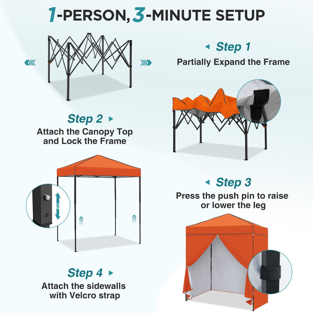 6x4 Instant Pop Up Canopy Tent with 4 Sidewalls - Eagle Peak®