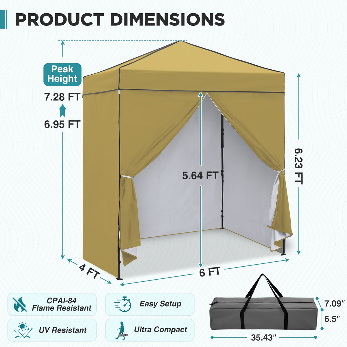 6x4 Instant Pop Up Canopy Tent with 4 Sidewalls - Eagle Peak®