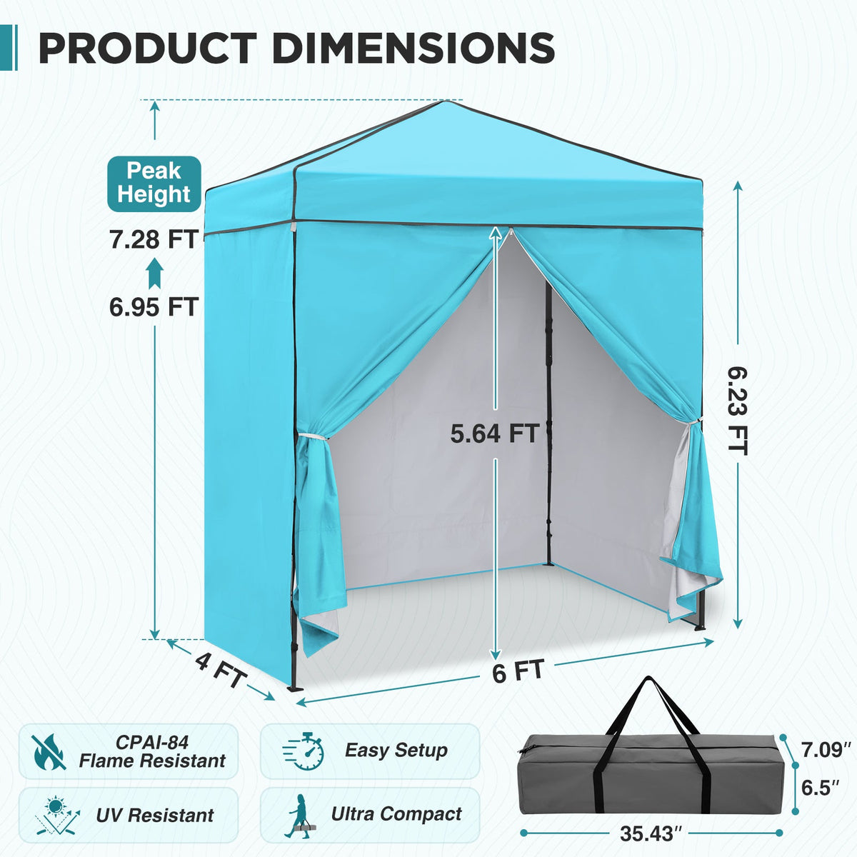 6x4 Instant Pop Up Canopy Tent with 4 Sidewalls - Eagle Peak®