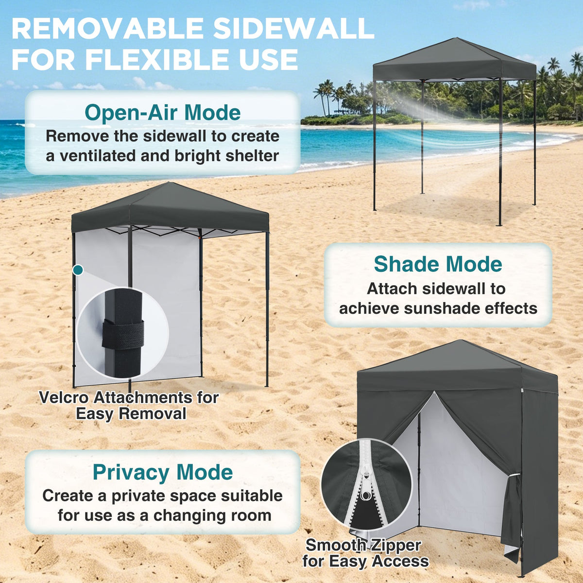 6x4 Instant Pop Up Canopy Tent with 4 Sidewalls - Eagle Peak®