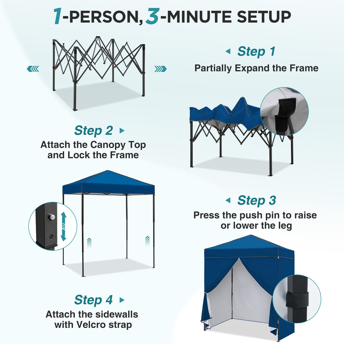 6x4 Instant Pop Up Canopy Tent with 4 Sidewalls - Eagle Peak®