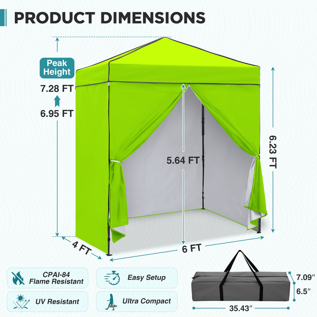 6x4 Instant Pop Up Canopy Tent with 4 Sidewalls - Eagle Peak®