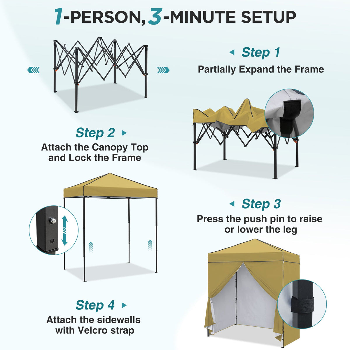 6x4 Instant Pop Up Canopy Tent with 4 Sidewalls - Eagle Peak®