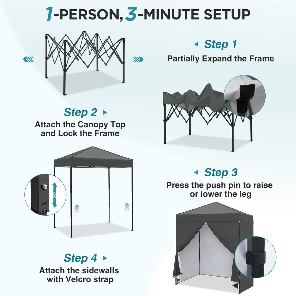 6x4 Instant Pop Up Canopy Tent with 4 Sidewalls - Eagle Peak®