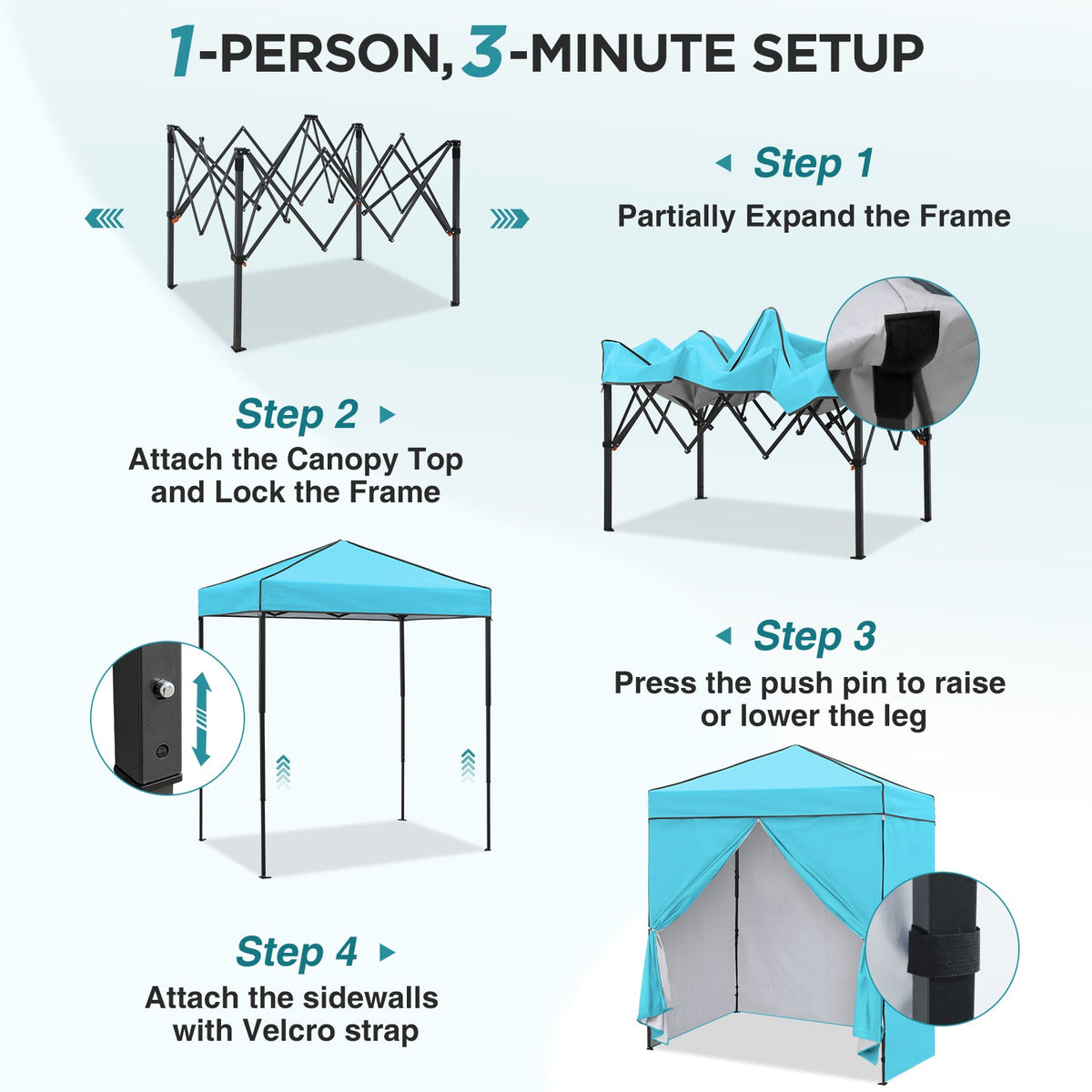 6x4 Instant Pop Up Canopy Tent with 4 Sidewalls - Eagle Peak®
