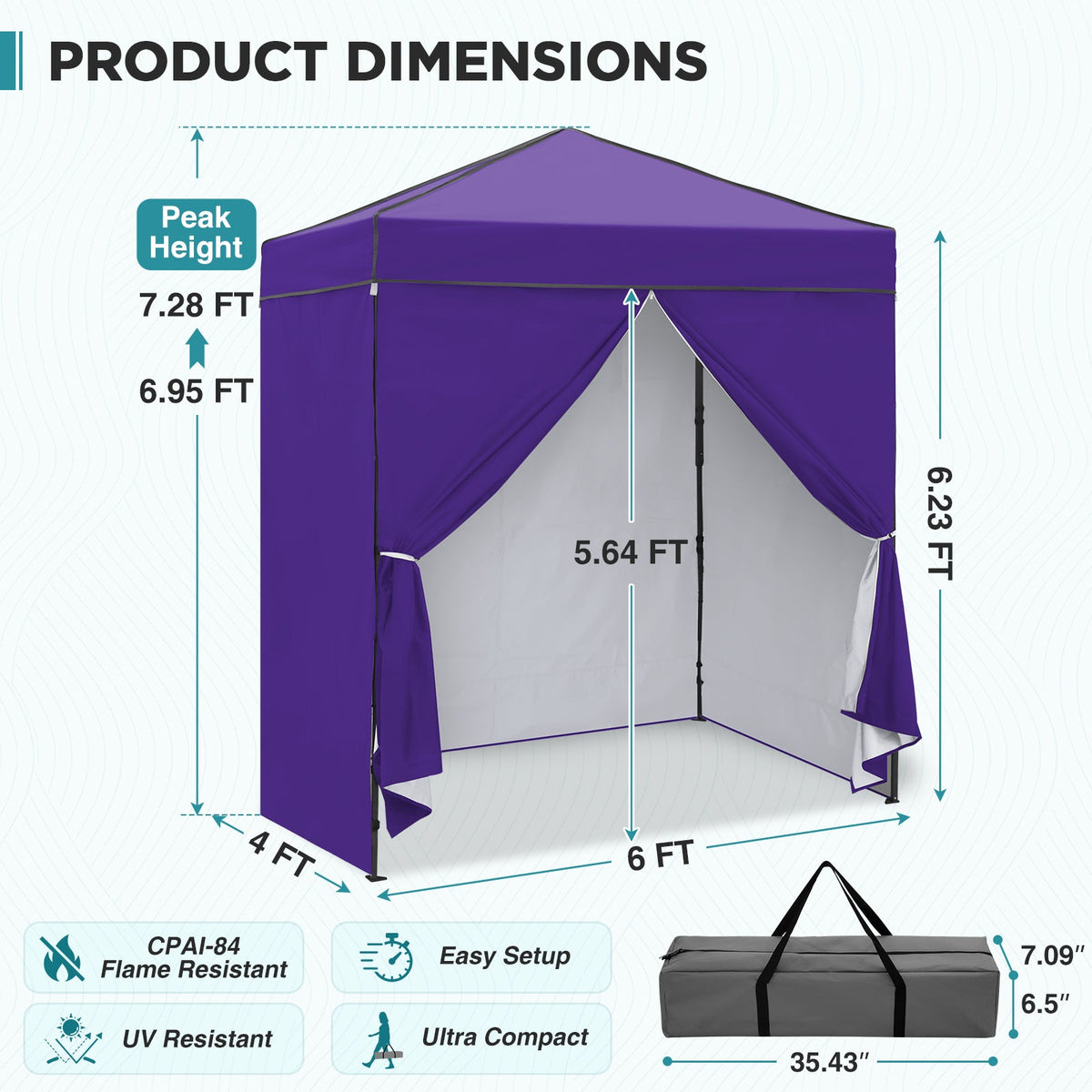 6x4 Instant Pop Up Canopy Tent with 4 Sidewalls - Eagle Peak®