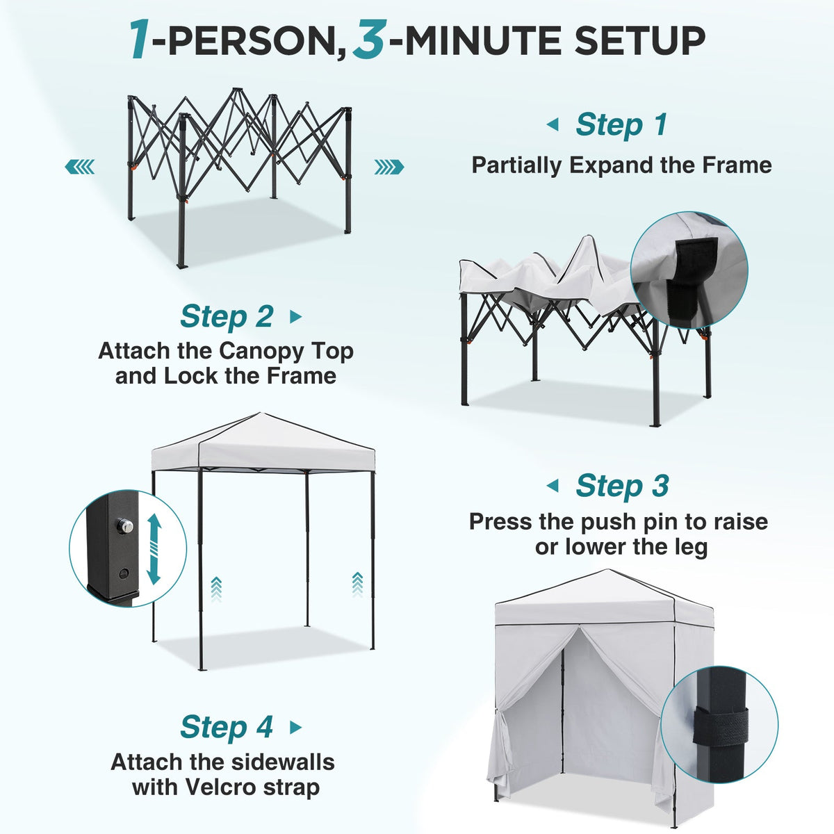 6x4 Instant Pop Up Canopy Tent with 4 Sidewalls - Eagle Peak®