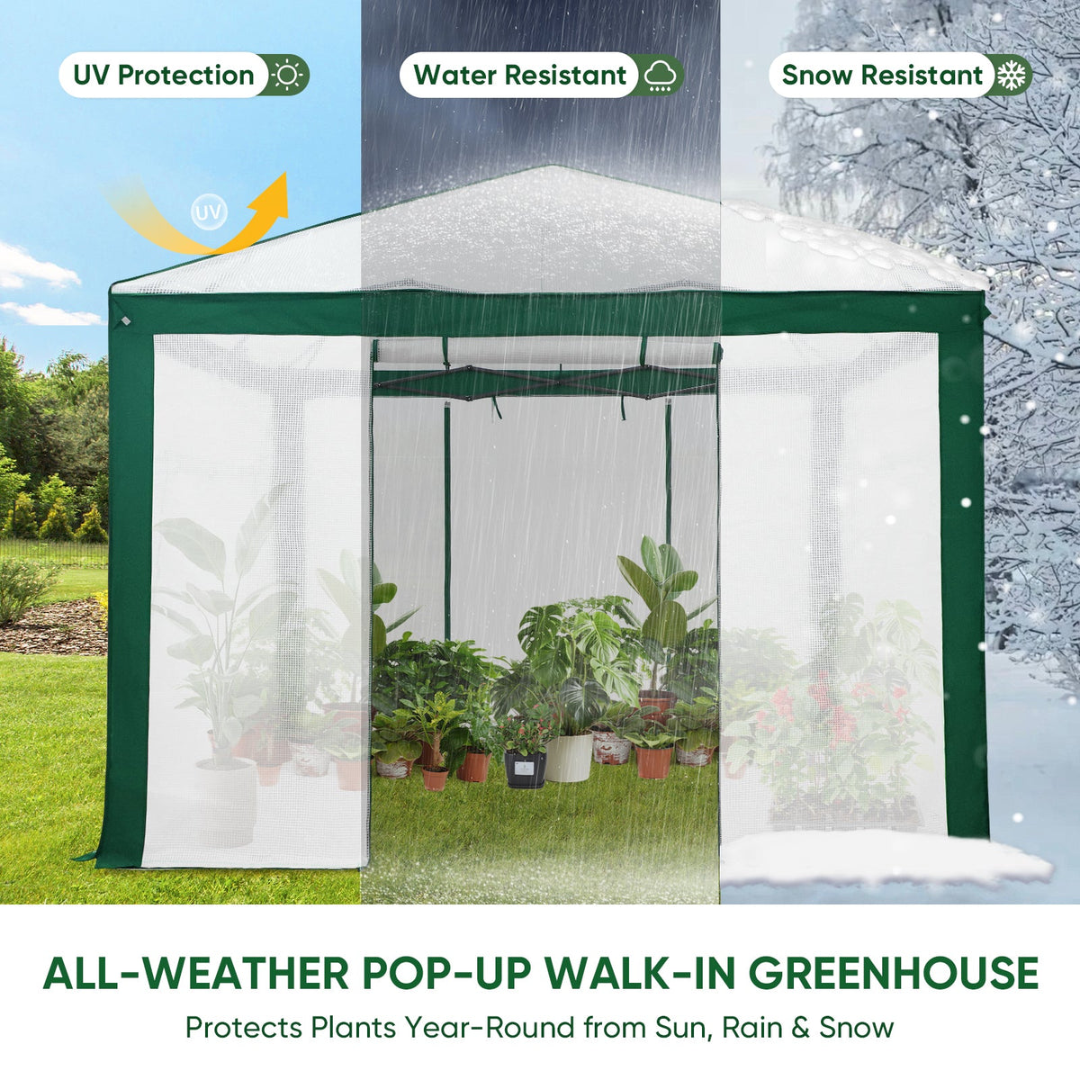 6x4/8x6/10x10 Walk In Pop Up Greenhouse - Eagle Peak®